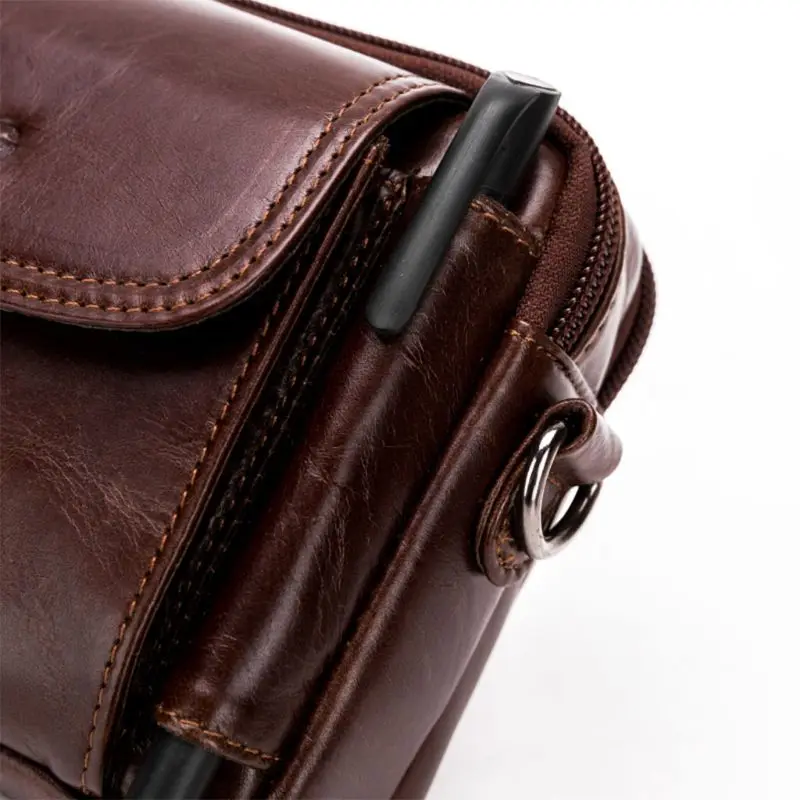 Men Vintage PU Leather Shoulder Bag Crossbody Waist Bag Small Belt Holster Phone Pouch Case 35EF