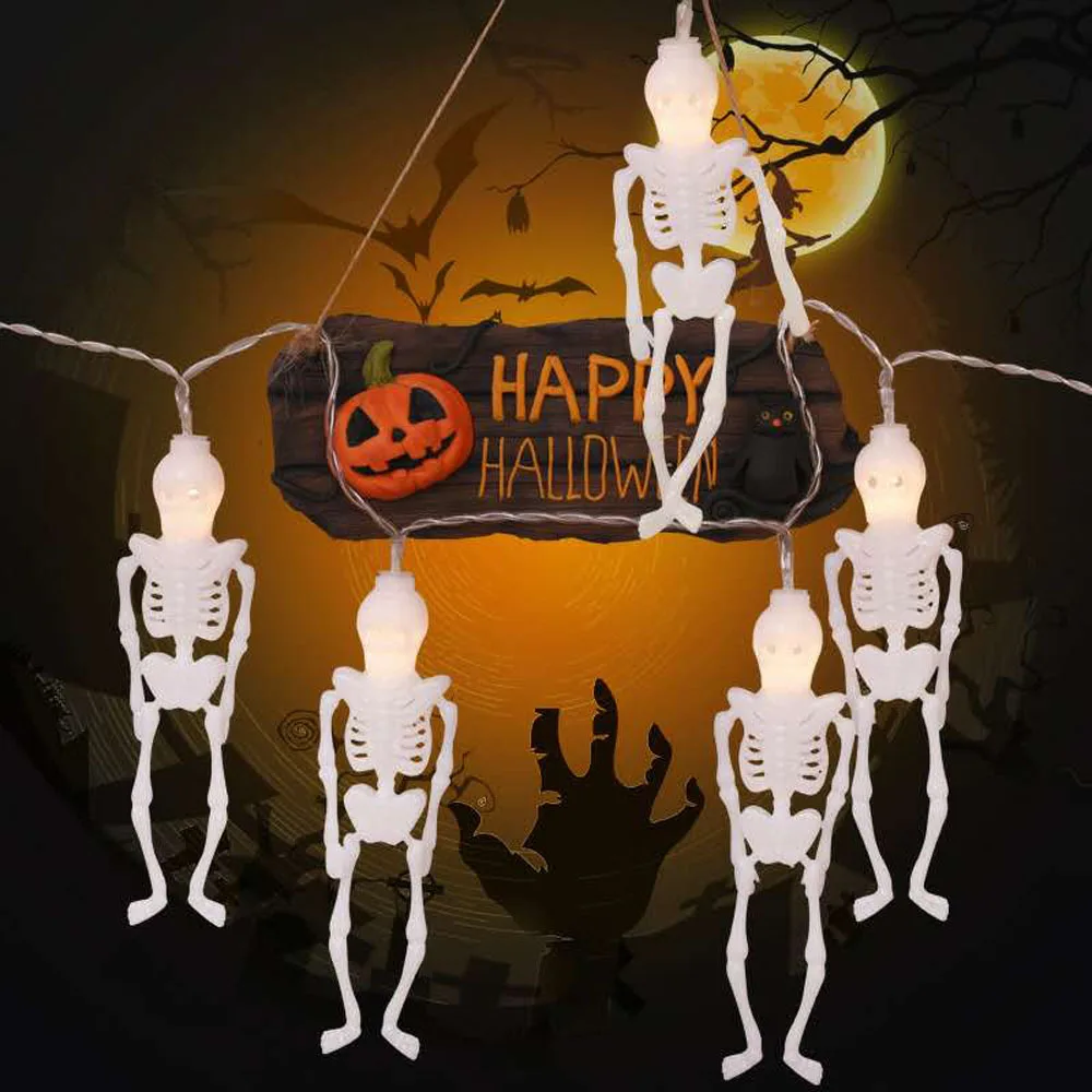 

Halloween Skeleton String Lights 1.5m 10LEDs Battery Operated Ghost Festival Horror Light String Outdoor Decoration Lights