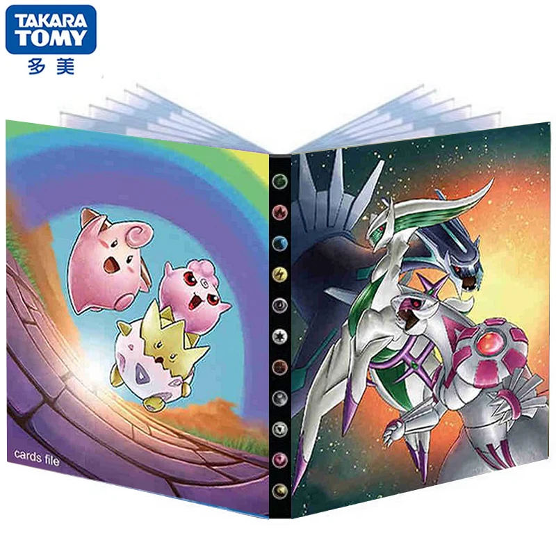 Carpeta con soporte para tarjetas de Pokemon, álbum de 240 Uds. Con mapa de dibujos animados, juego de cartas, libro, colección de lista cargado, juguete para regalo para niños