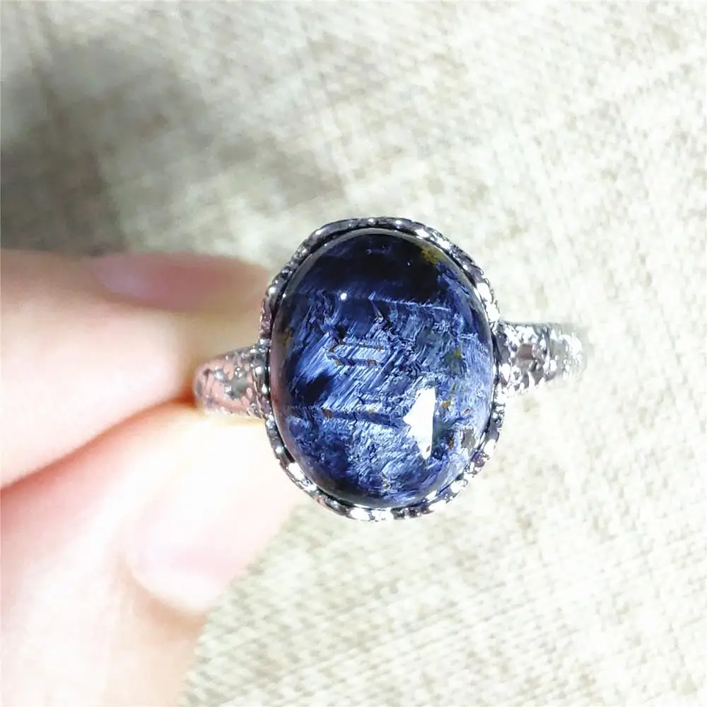 

Genuine Namibia Natural Pietersite Yellow Oval Adjustable Ring Chatoyant 15x13mm Woman 925 Sterling Silver AAAAA