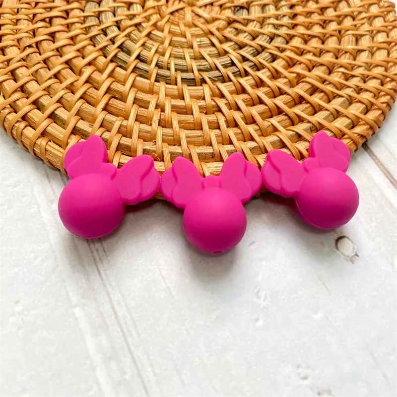 10pcs Silicone Teething Beads Minnie shape Food Grade DIY Necklace Accessories teething toys silicone teething toys baby teething toys silicone beads silicone teether silicone teething beads