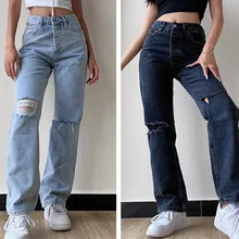 

Women's Pants Female Jeans Large Size Boyfriend Jean Women Jeans Y2K Pants High Waist Mom Ripped Jeans 2021 Stright Trousers