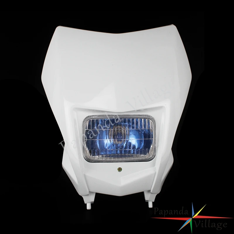 Для Honda Suzuki Kawasaki Yamaha мотокросс эндуро головной светильник передний светильник маска HI/LO луч гоночный светильник ing CRF150F CRF230F CRF 250 - Цвет: Белый