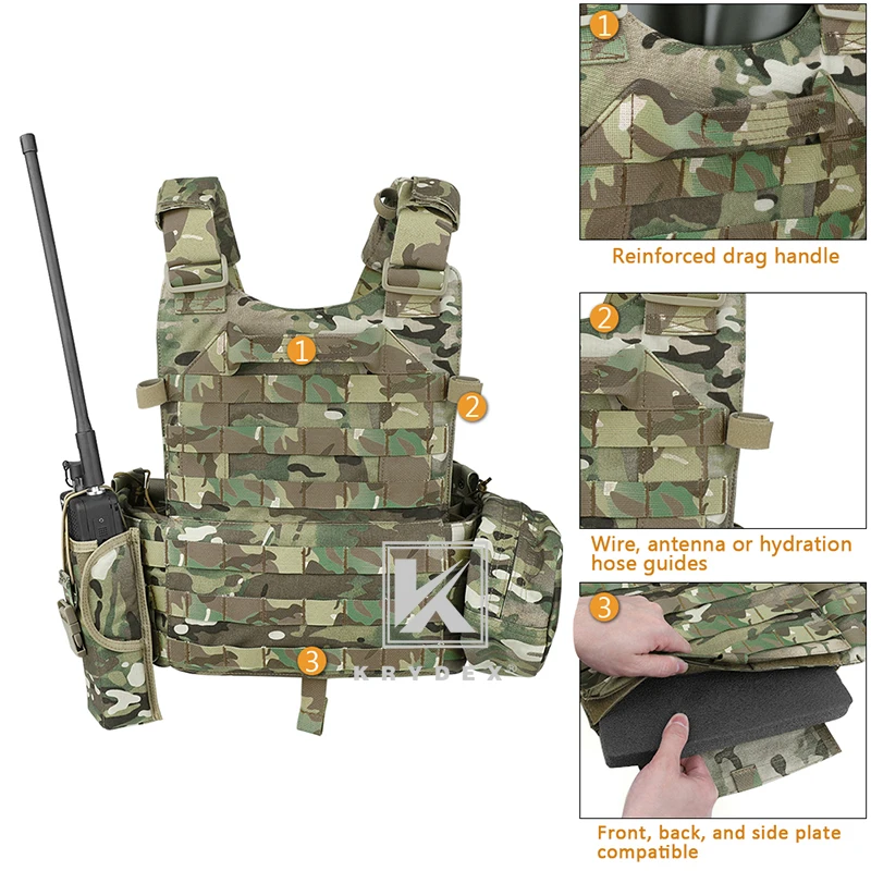 KRYDEX LBT 6094A Тактический модульный жилет Мультикам для переноски тарелок MOLLE