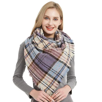 

Designer 2019 Knitted Spring Winter Women Scarf Plaid Warm Cashmere Scarves Shawls Ladies Fashion Wraps Scarves Autumn Stripe
