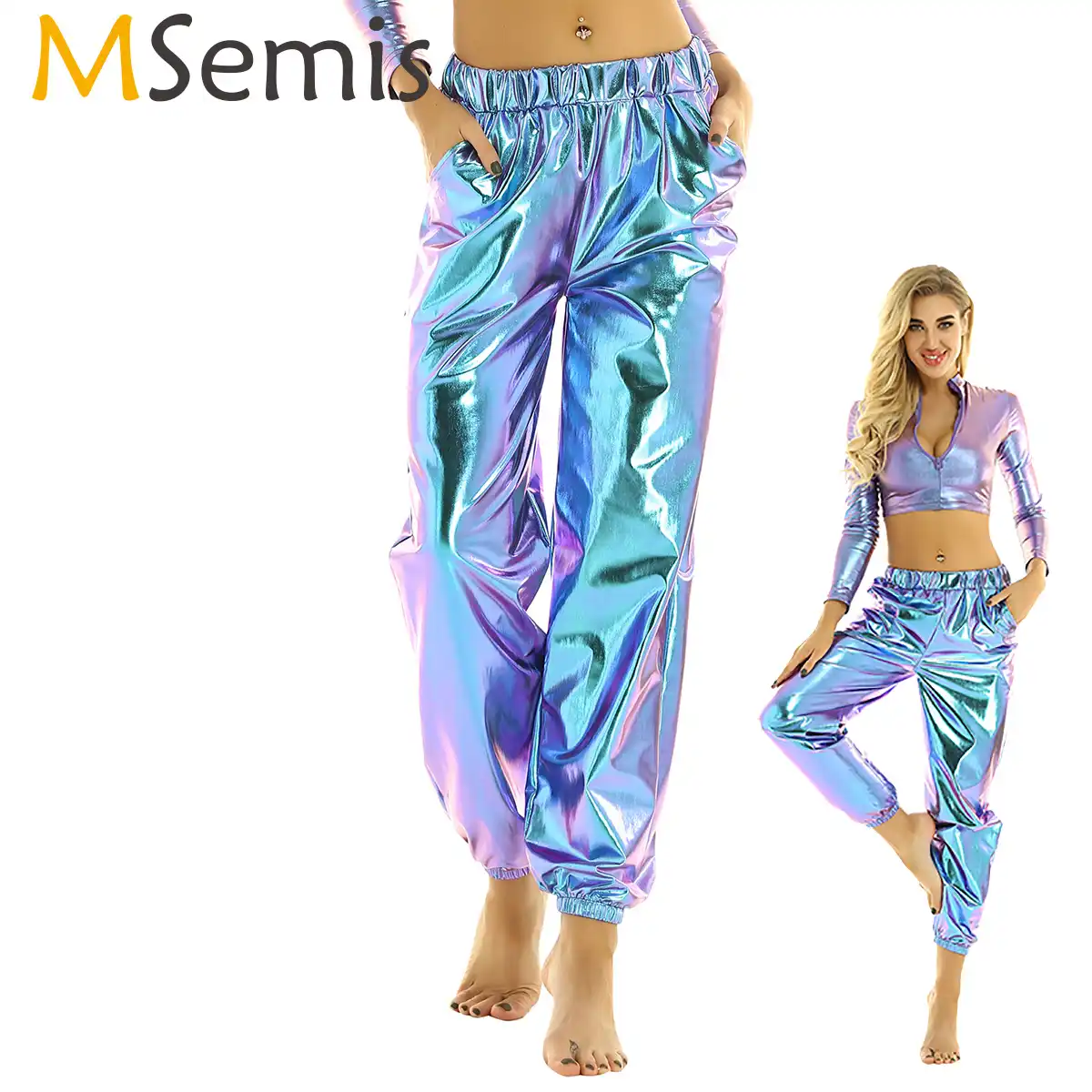 pole dance rave clothes holographic clothes silver hip hop jacket