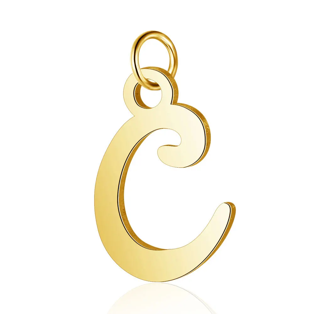 P355C S.Steel 1/2 inch Handwriting Font Alphabet Pendant 8x12mm Little Initia Charms Letter C Silver and Gold DIY Jewelry | Украшения и