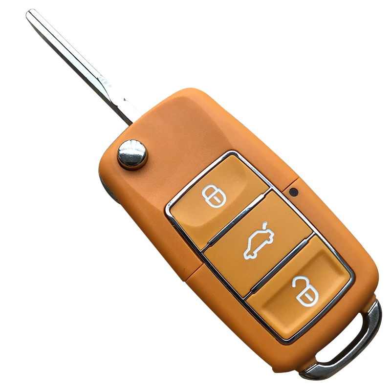 Цветной Чехол для автомобильного ключа для Volkswagen Beetle для Skoda Octavia, 3 кнопки, откидной складной чехол для дистанционного ключа, сменный неразрезанный BLD