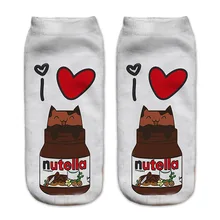 Meias unissex com estampa 3d de desenho animado, meias nutella de personagem unissex