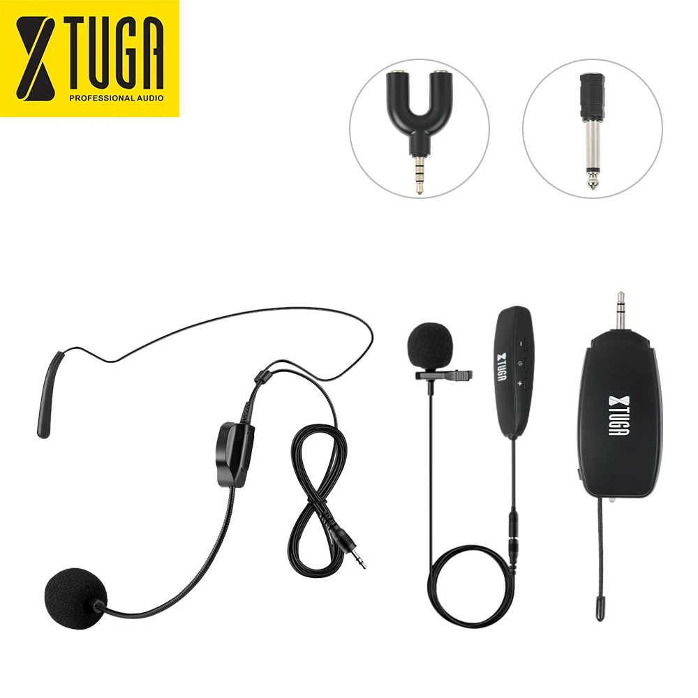 XTUGA UHF беспроводной микрофон набор с гарнитурой микрофон, петличный нагрудный микрофон, играть для динамиков, телефонов, камер записи голоса, говорения