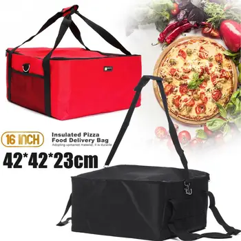

16 Inch Portable Red Strength Thermal Pizza Delivery Bag Holder Container Box Easy Use Oxford Cloth Fresh Food Insulated Storage