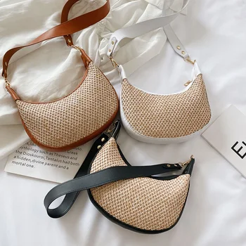 

Vintage Woven Women Shoulder Messenger Bags Woven Vacation Beach Square Crossbody Handbags Girls Holiday Beach