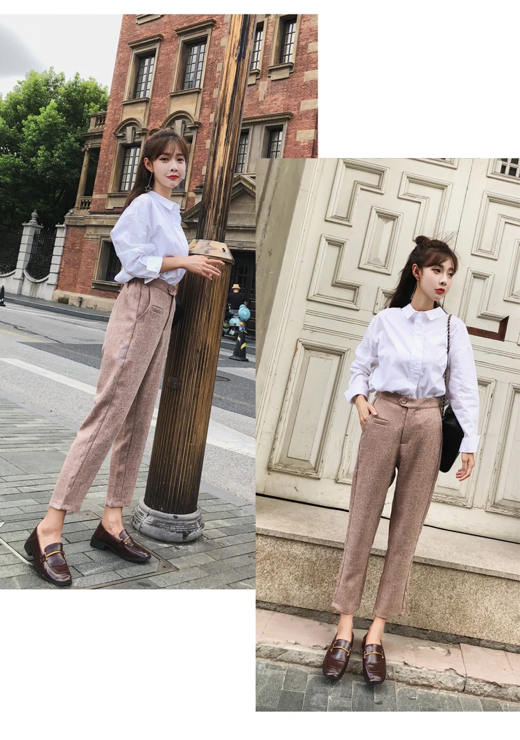 pantalones mujer cintura alta, рубашки, брюки-карго, Женские повседневные длинные штаны на пуговицах, 2116 50