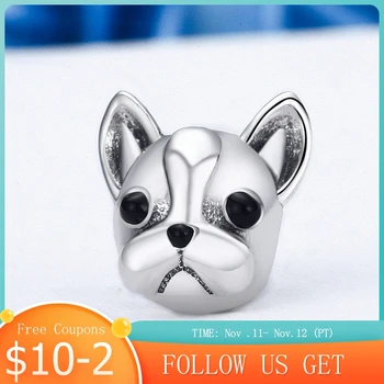 

PANDACH 100% Real 925 Sterling Silver Dog Head Charms Fit Original 3mm Bracelet Beads DIY Jewelry For Women CMC315