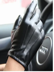 2021 Latest Winter Leather Gloves Men Driving Button Warm Mittens High Quality Windproof Waterproof Motorcycle Driving Gloves