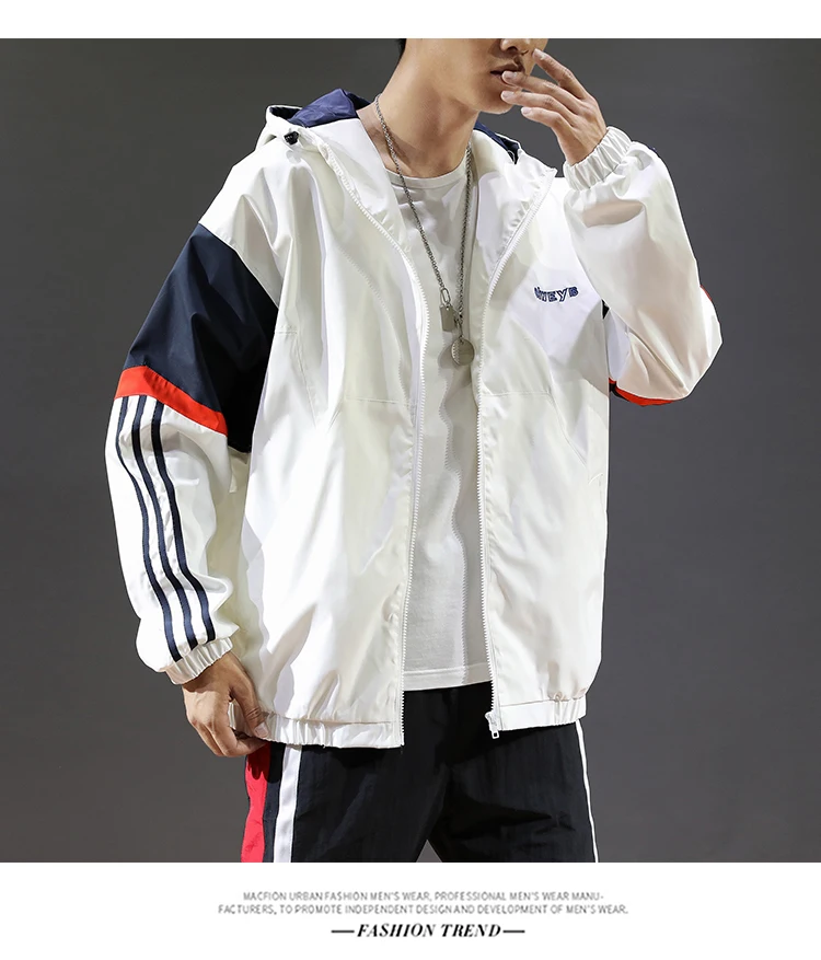 Дропшиппинг осенние мужские мешковатые спортивные топы с капюшоном уличная Лоскутная куртка японская мода повседневные пальто