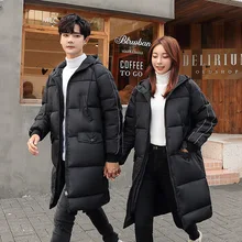 Высококачественная брендовая зимняя куртка для женщин/мужчин, длинный пуховик для пар, белый утиный пух, с капюшоном, ветрозащитное, толстое пальто для мужчин