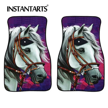 

INSTANTARTS 3D Animal Horse Prints Automotive Protects Vehicles Carpet for Women Lady Car Floor Mats Soft Car Accessories New