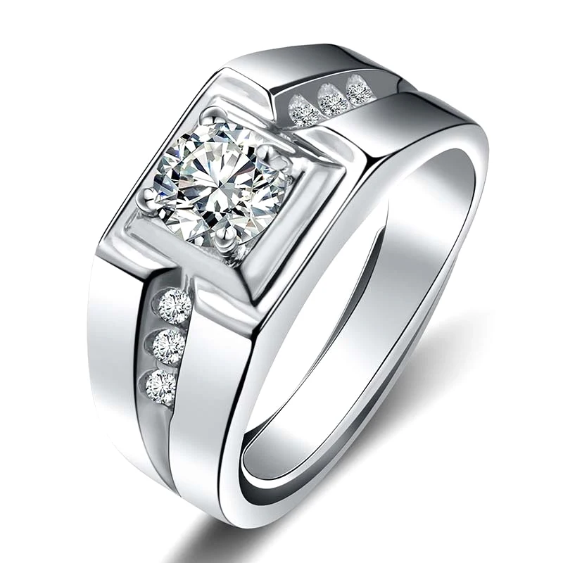 AAA+ CZ, 2 стиля мужское кольцо серебро простой кристалл кольца мужские ювелирные изделия вечерние подарок размер 6-13 - Цвет основного камня: Style2