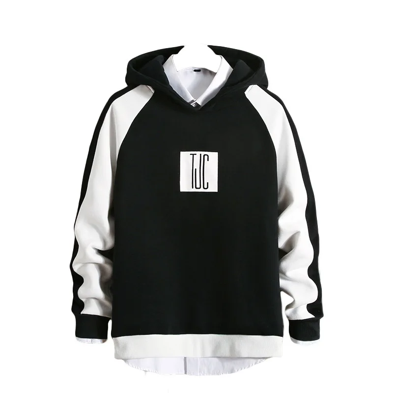 Осенний пуловер с капюшоном, Мужская толстовка, популярный бренд, модная куртка с длинными рукавами, для подростков, национальные тренды, уличные толстовки в стиле хип-хоп - Цвет: Черный
