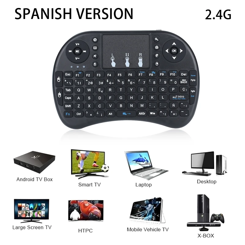 

i8 Spanish Version 2.4GHz Wireless Keyboard Air Mouse Teclado Touchpad Handheld for Android TV BOX PC