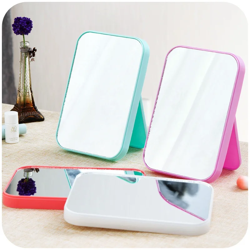 Desktop Mirror Portable Folding Small Mirror Bathroom Mirror Square High-definition Carry-on Cosmetic Mirror Princess Mirror Who
