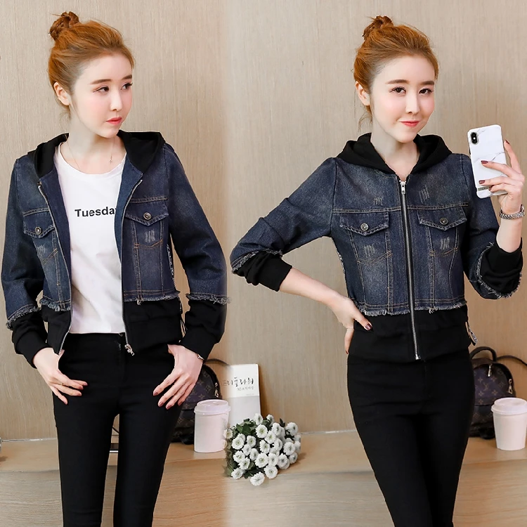 Billige WYWAN Herbst Plus größe perle sicken denim jacken frauen weiß waschen langarm vintage casual jean jacke bomber denim mantel XL