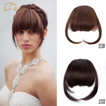 

TALANG High-Temperature Matte Silk Front False Fringe Clip In Straight Bangs Hairpiece With High Temperature Synthetic Hair