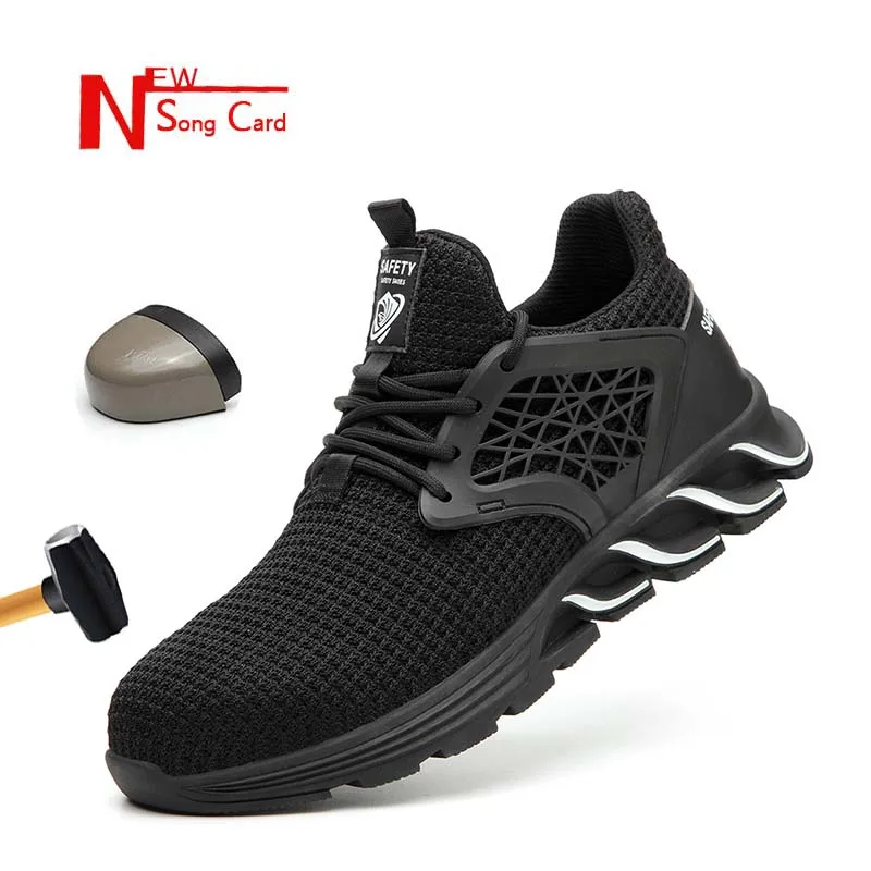 

New song card Men's Outdoor Steel Toe Anti Smashing Protective Work Shoes Boots Men Puncture Proof Safety Shoes Anti-slip 36-48