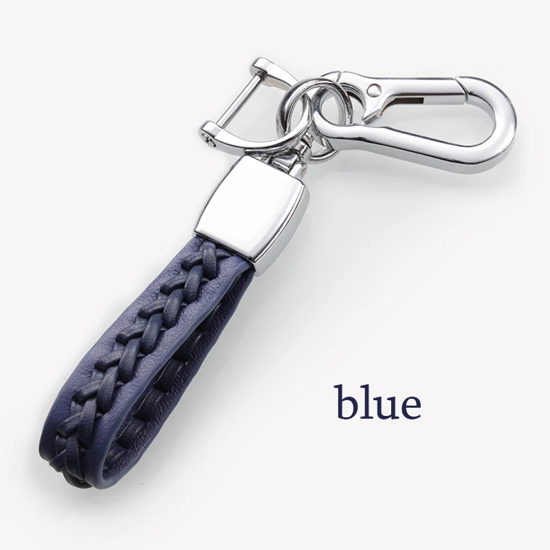 blue Автомобильный Универсальный Плетеный брелок из овечьей кожи, брелок на цепочке из титанового сплава, брелок для ключей в подарок, автомобильный брелок для ключей - Название цвета: blue