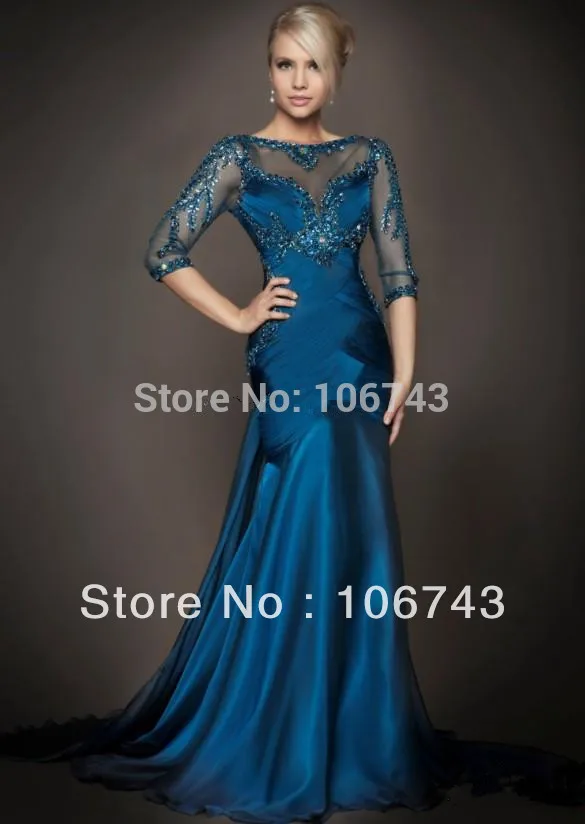 Длинное Бандажное платье vestidos formales, роскошное платье с кристаллами и длинным рукавом, платье с цветами и бисером для матери невесты