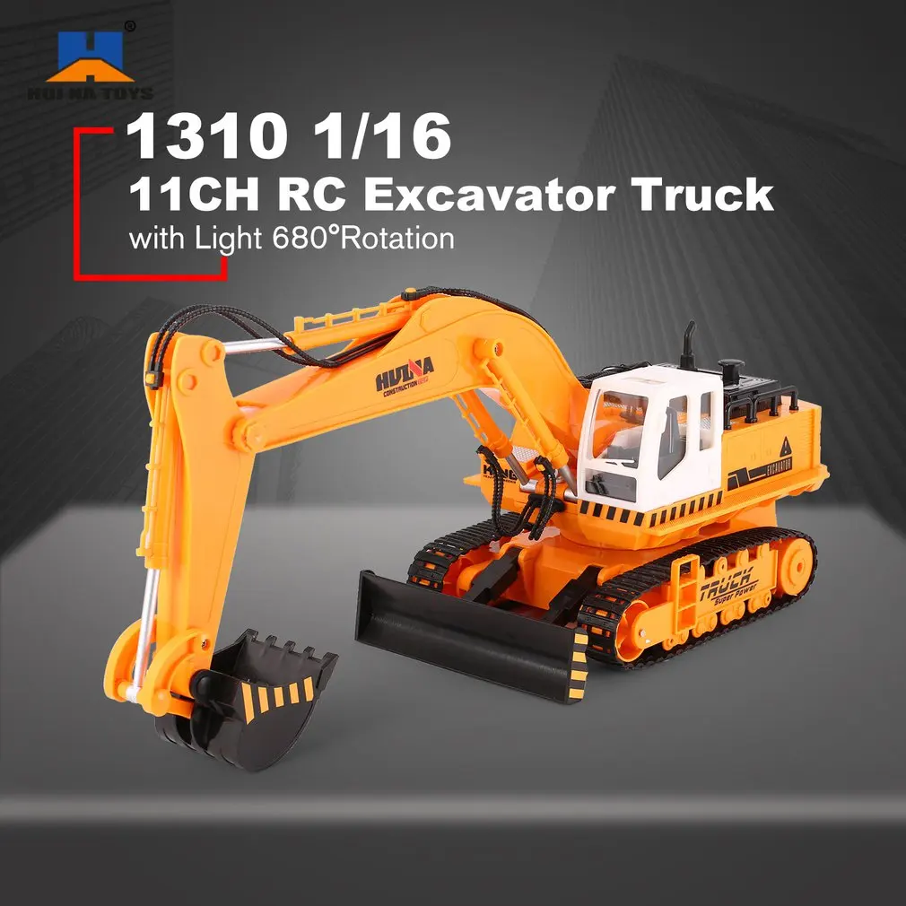 HUINA TOYS 1310 1/16 11CH RC Excavator Truck Engineering Construction Car Remote Control Vehicle with 680 rotation Light