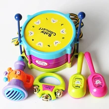 

5Pcs Children Drum Trumpet Toy Musical Instrument Kit Sand Hammers Early Educational Toys Baby Rattles Music Toy Gift For Kids