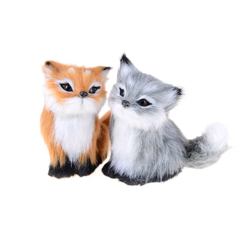 

2020 Hot 1Pcs Kawaii Small Simulation Fox Toy Mini Squatting Fox Model Home Decoration Wedding Birthday Gift Stuffed Plush Toys