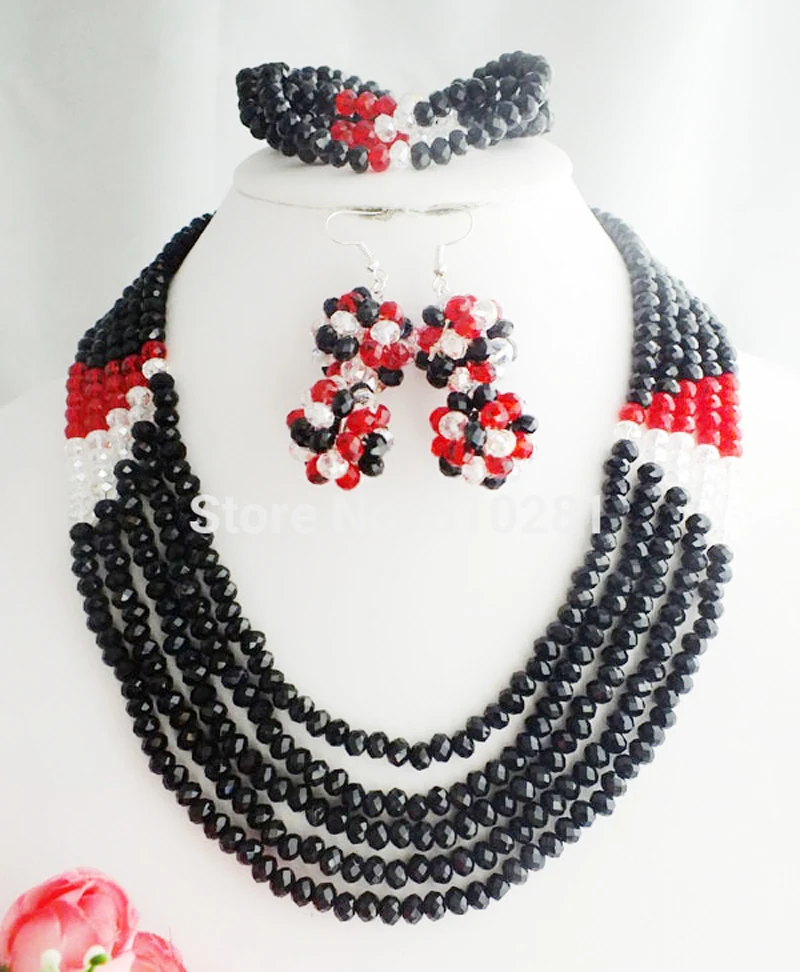new !!   African Nigerian party Beads necklace, orange Crystal Jewelry Set