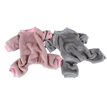 

Autumn Winter Pet Dog Casual Home Wear Dog Flannel Jumpsuit 4-legged Solid Color Pajamas Warm Clothes For Small Dogs