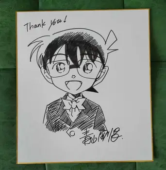 

hand drawn Aoyama Gōshō autographed Detective Conan Shikishi Board rare 79D