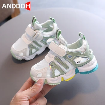 

Size 21-30 Baby Breathable Hook Loop Shoes Child Soft Bottom Casual Shoes Boys Non-slip Sneakers Girls Sneakers with Lightweight