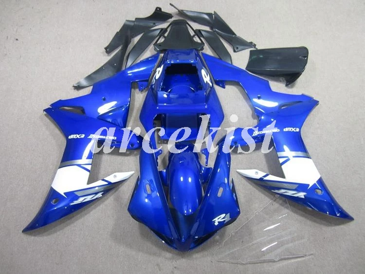 4 подарки мотоциклетный обтекатель abs набор подходит для Yamaha Yzf R1 2002 2003 YZF1000 R1 02 03 Полный обтекатели комплект на заказ бесплатно синий глянцевый - Цвет: Blue glossy