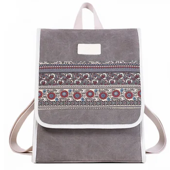 

Canvas Backpack Retro Style College Bookbag Female Laptop Backpacks Floral Printed Travel Daypack Bags