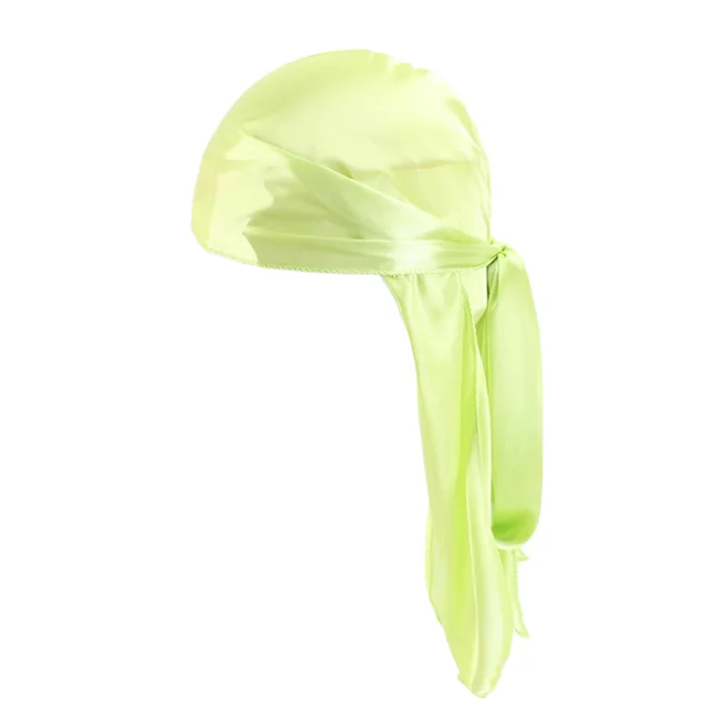 Men's Silky Durags Bandanas Turban hat Wigs Doo Men Satin Durag Biker Headwear Headband Hair Accessories Extra Long Tail Du-Rag Adult  Neon green