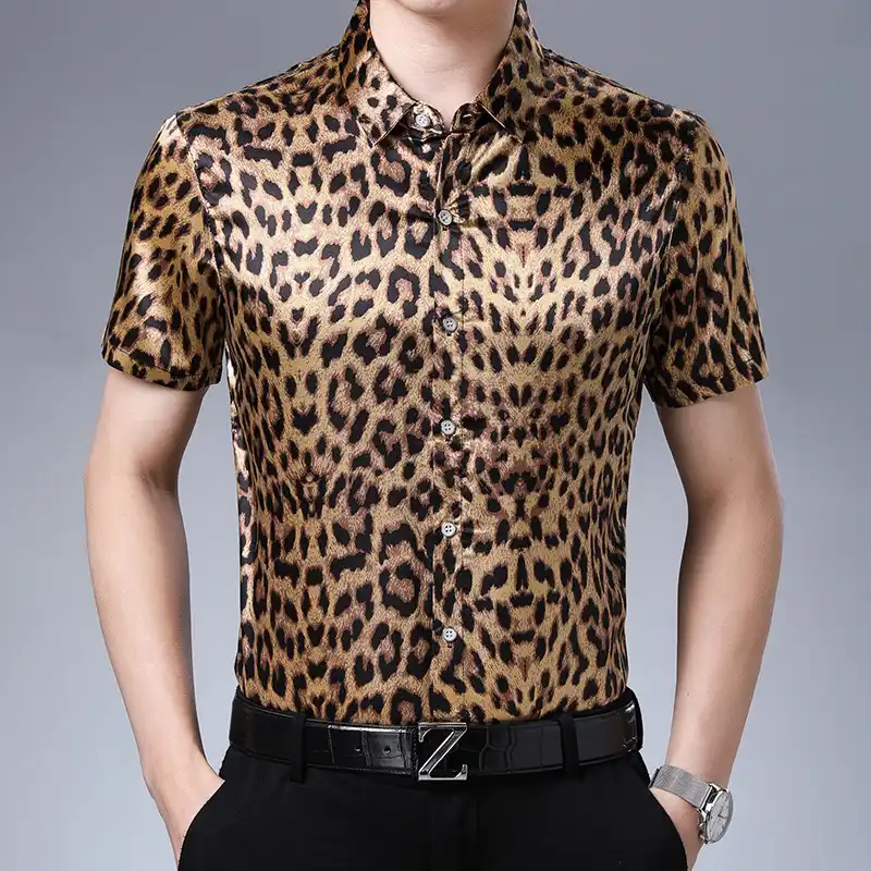 leopard dress shirt for mens