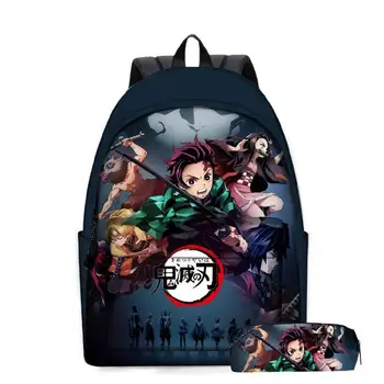 

2pcs/Set Anime backpack Cosplay Demon Slayer Kimetsu no Yaiba Kamado Tanjirou Kamado Nezuko Agatsuma School Bag Anime Mochilas
