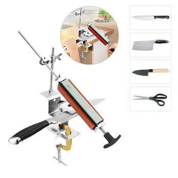 

Professional kitchen knife sharpener system with 4pcs Whetstones+ Aluminum alloy+ G clip Knife Sharpener Tool Set