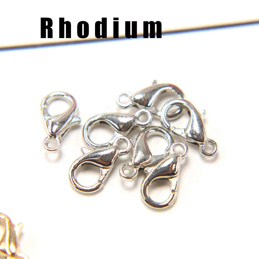 Rhodium 50 шт. 10/12/14/16 мм 8 цвет золото карабины "сделай сам" для изготовления ювелирных изделий, Цепочки и ожерелья застежка Разъем браслет пряжка-Омар поиска - Цвет: Rhodium