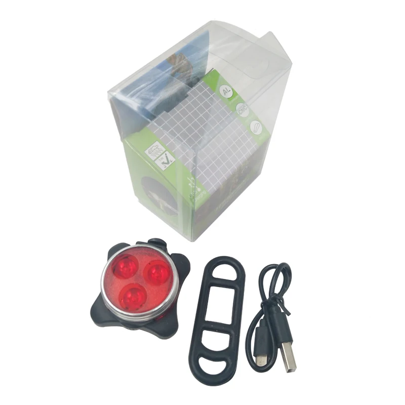 Red with box USB Перезаряжаемый встроенный аккумулятор светодиодный светильник на голову Задний Передний яркий светильник режимы велосипеда велосипедный комплект 4 задних фонаря - Цвет: Red with box