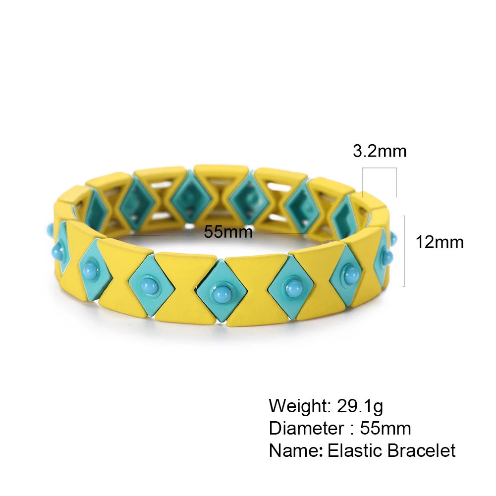 Skyrim геометрический Радужный эластичный растягивающийся браслет красочный богемный Miyuki эмаль окрашенный металлический Штабелируемый браслет браслеты для женщин