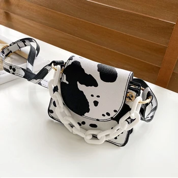 

Women Animal Pattern PU Tote Bag Mini Acrylic Chain Shoulder Bag Popular Simple For Daily Use 2020 New Fashion Small Flap Bags