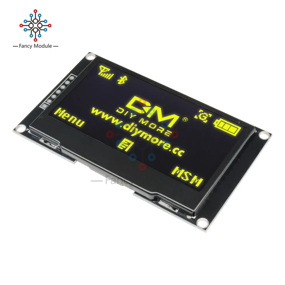 Цвет: желтый 2,42 дюймовый ЖК-экран 12864 OLED дисплей модуль IIC IEC SPI серийный C51 STM32 SSD1309 для Arduino 128X64 белый/синий/зеленый/желтый - Цвет: Цвет: желтый