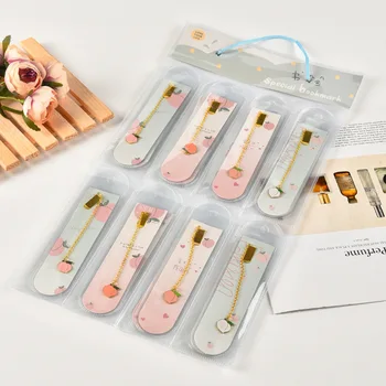 

1PC Kawaii Sweet Peach Metal Chain Pendant Bookmark Marker of Page School Office Supply Student Stationery Gift